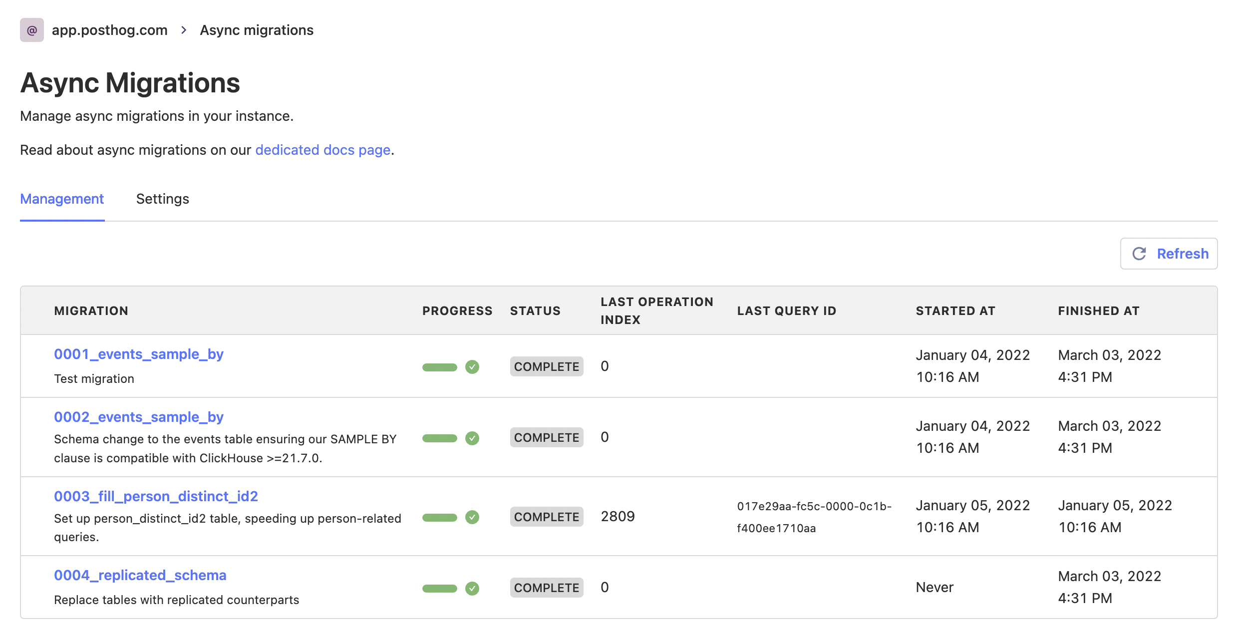 Async migrations UI