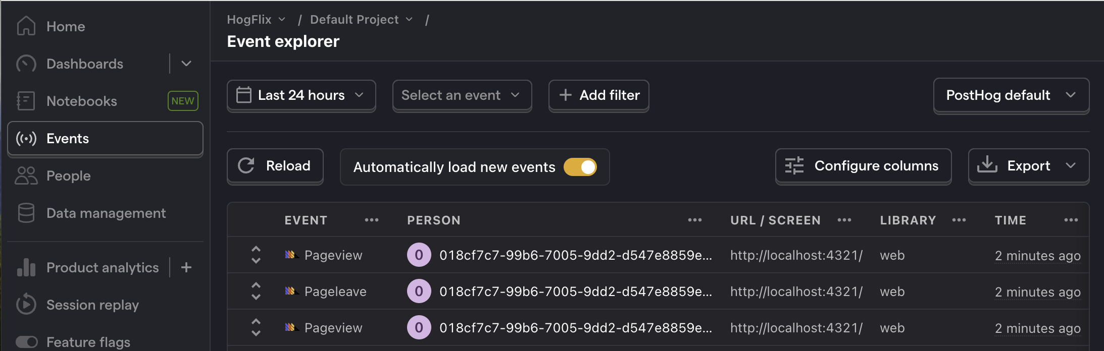 Feature flag created in PostHog